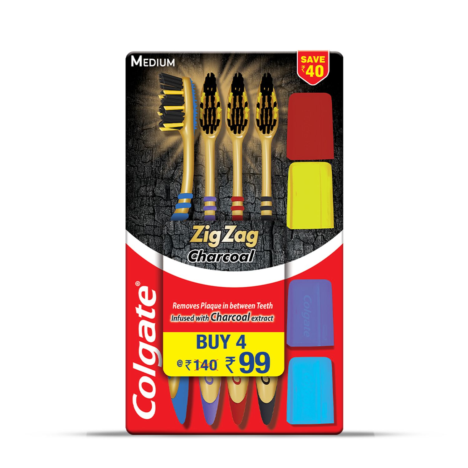 Colgate Zigzag Charcoal Soft Bristle Toothbrush