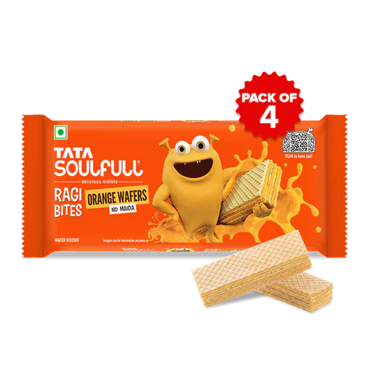 Ragi Bites Wafers - Orange Wafer Pack of 4 | 200g